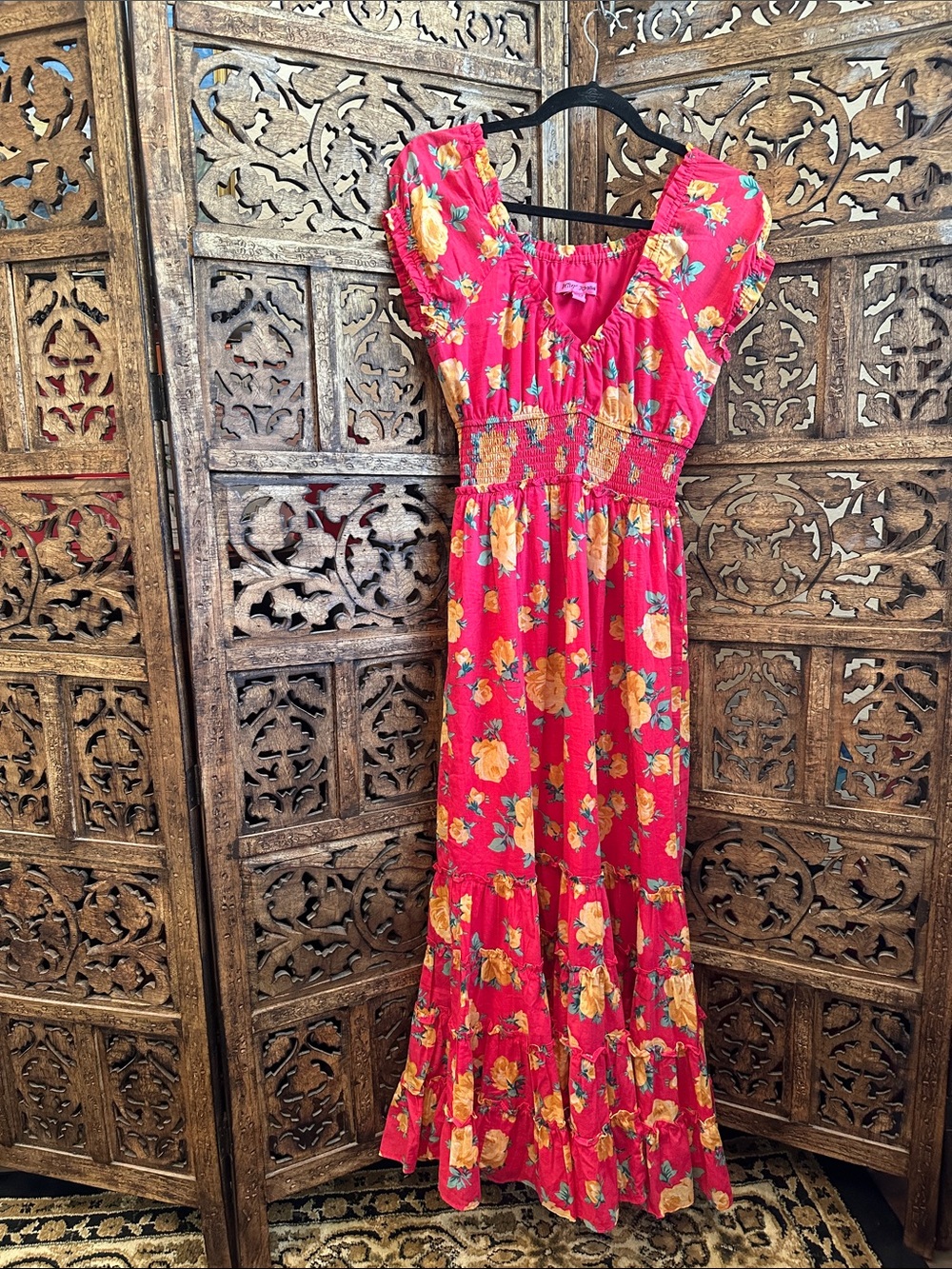 Betsey Johnson Hot Pink Floral Detail Dress Size S